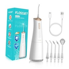Water Dental Flosser Cordless Oral Irrigator with 300ml 5 Tips 4 Modes White