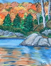 Original Acrylic Painting on Canvas– Autumn Landscape – Living Room Wall Art