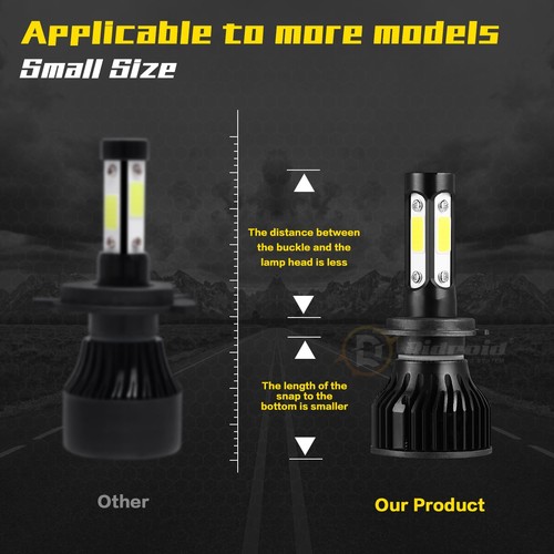 2x 4-Sides H7 LED Headlight Bulbs High Beam/Low Beam 360000LM 6000K 2400W white - Picture 8 of 19