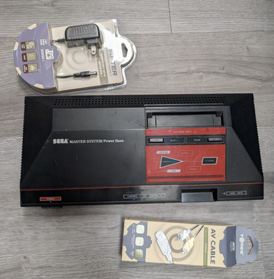 Sega Master System Console Power Base + Cables/Controller Tested