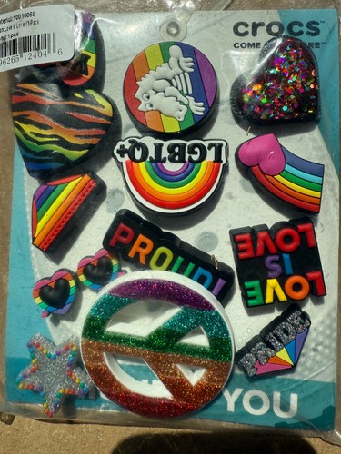 13 Authentic Crocs Jibbitz Rainbow Pride LGBTQ Shoe Charms, Love is Love - Picture 3 of 3