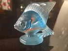Fenton Blue Satin Hand Painted Sunfish Angel Fish