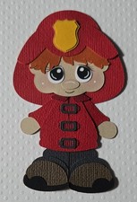 Fire Fighter Boy Red Hair. Scrapbook, Card Making Paper Piecing
