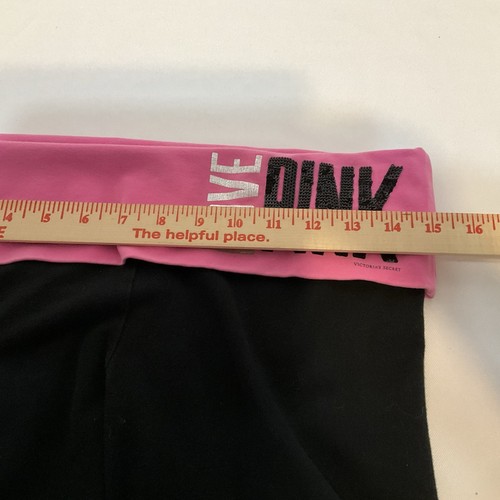 Vintage Victoria's Secret PINK Fold Over Yoga Capri Bling Y2K Spellout Size Med - Picture 3 of 10