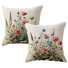 Watercolor Wildflowers Throw Pillow Covers 18 18" x 18" Pack of 2 Multicolor