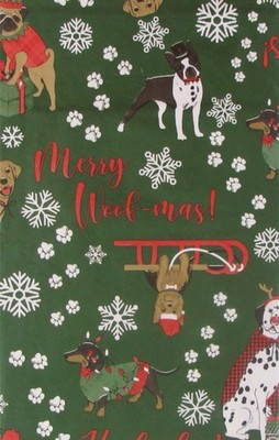A Dog's Merry Woof-mas! Vinyl Flannel Back Tablecloth Var. Sizes