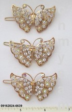 CLOSEOUT 6 3 NEW COLOR METAL HAIR CLIP /MULTI COLOR STONE BUTTERFLY DES / 2 "