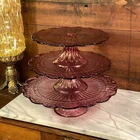 Purple Depression Glass VTG Laurel Leaf 3-Tier Pedestal Cake Stands 9" 10" 12"