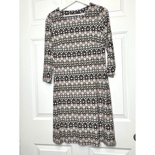 Tommy Hilfiger Floral Geometric 3/4 Sleeve Shift Dress Black Pink Size 8