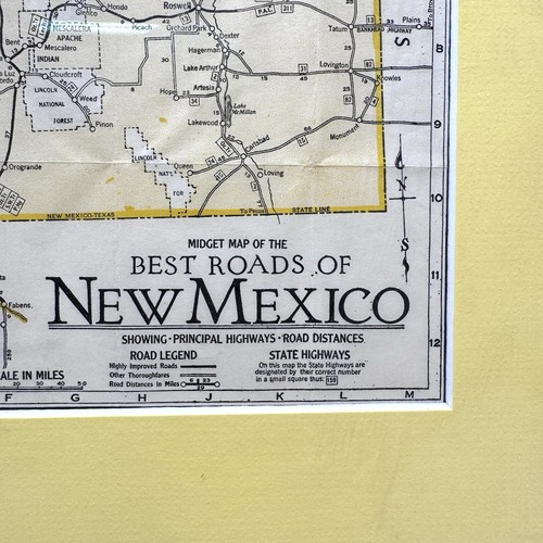 Ornately Framed Matted Midget Map of New Mexico’s Best Roads C.M. Co 15” x 17.5” - Picture 18 of 23