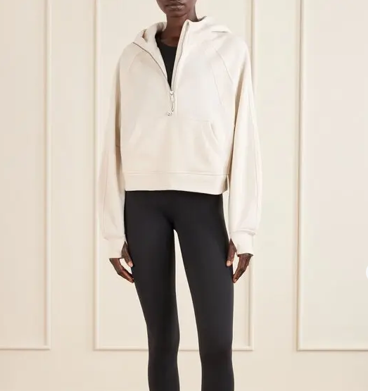 lululemon scuba cropped cotton-blend half-zip hoodie - White