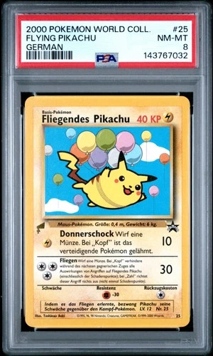 2000 POKEMON PIKACHU WORLD COLL GERMAN #25 FLYING PIKACHU PSA 8