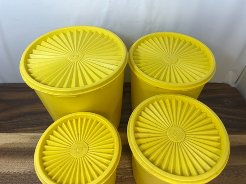 Tupperware Servalier 4 Nesting Canister Set with Lids - Yellow 8 Pieces - Picture 3 of 5