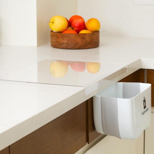 2-in-1 Acrylic Cutting Board with Slide-Out Bin – clear cutting board with li... - Picture 2 of 8
