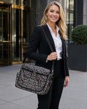 Coach Signature Coated Canvas Laptop Diaper Messenger Bag Classic BusinessF18373
