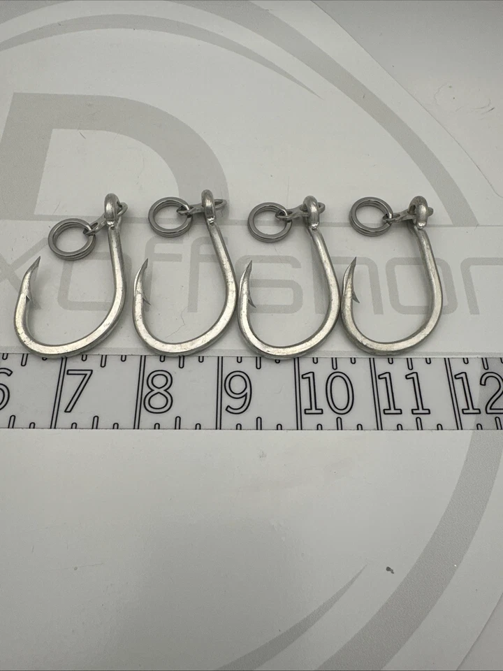 Paquete de 4 ganchos de asistencia para plantilla/cebo de alta resistencia 11/0 Bluefin Tuna Marlin. Foto 3 de 4