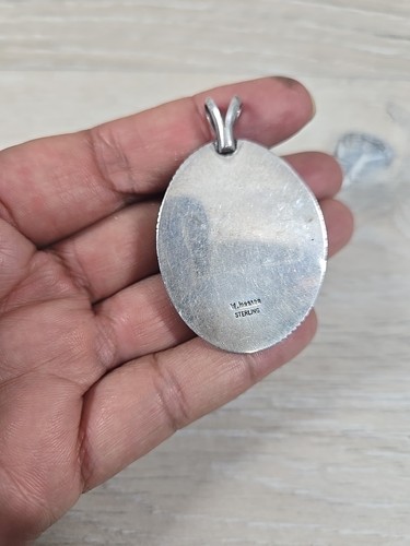 Indianer Navajo W. Johnson Sterlingsilber Türkis Anhänger - Bild 7 von 14
