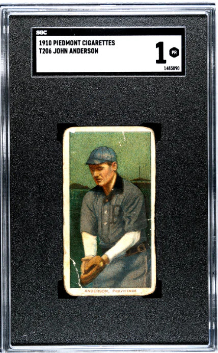 1909 T206 JOHN ANDERSON NNO POOR PIEDMONT 350 SGC 1 BASEBALL PROVIDENCE GRAYS