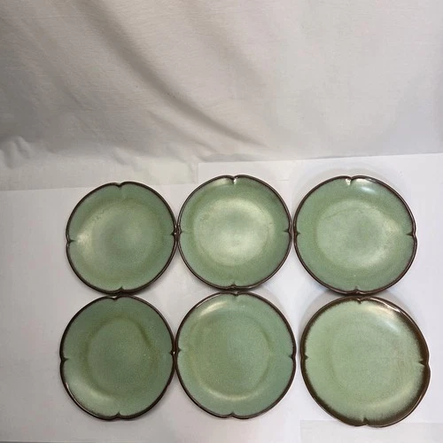 Frankoma Pottery Dinner Plate 5F Plainsman Prairie Green Set of 6