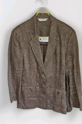 Selective 3 Piece Trouser Skirt Suit 100% Linen Brown Womens Size 20