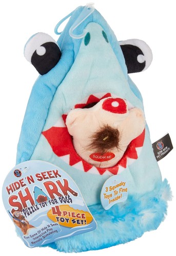 Shark Hide & Seek Plush Dog Toy Set Teeth (4-Piece) Pet Teeth Teasing Toy (97...