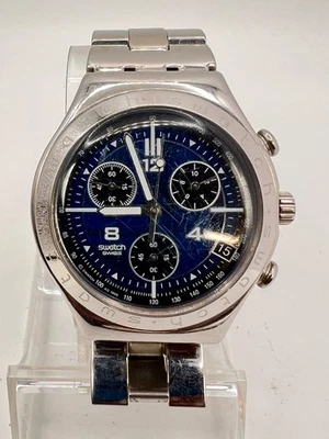 Vintage SWATCH IRONY Chronograph, Blau/Stahl Armbanduhr, Quarz, Herrenuhr - Bild 1 von 3