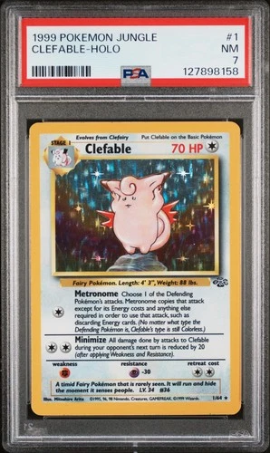 1999 POKEMON JUNGLE #1 CLEFABLE-HOLO PSA 7