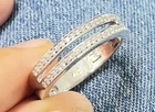 Moissanite Eternity Ring 925 Sterling Silver Double Row Wedding Band Size 9