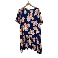 A New Day Target Womens Short Sleeve Blue Floral Drop Waist Dress Size XL