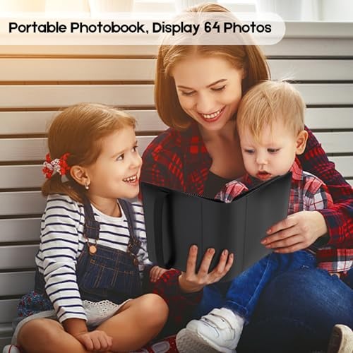 Small Photo Album 4x6 Photos Black Inner Page with Strong Elastic Vintage Black - Bild 7 von 8