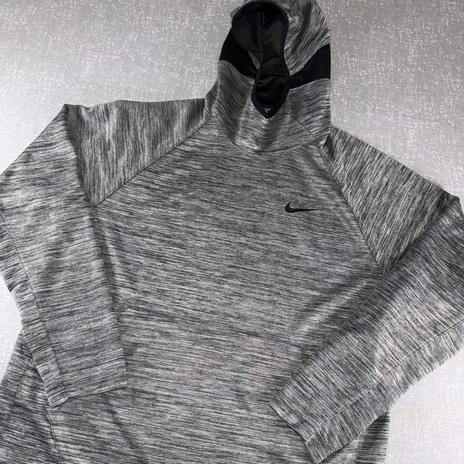 Nike Dri-FIT Mens XL Grey Space Dye Hoodie Built-in Face Mask Balaclava Pullover