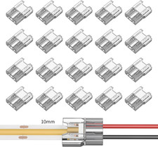 COB LED Light Strip Connectors 20Pcs 10Mm 2Pin Strip to Wires LED Tape Light Con