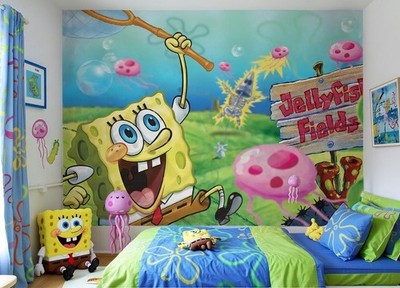 AGdesign SpongeBob Unterwasser Deko Tapete Kinderzimmer 252x182cm Wandbild