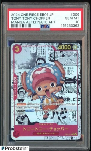 2024 One Piece EB01 Japanese #006 Tony Tony Chopper Manga Alternate Art PSA 10