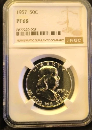 1957 PROOF Franklin Half Dollar 50c Certified by NGC PF68