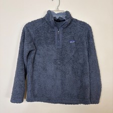 Patagonia Kids Pullover Medium 10 Grey Fleece Quarter-Zip Warm Sherpa Jacket