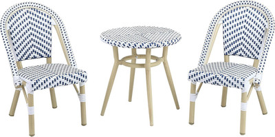 Icarus 3-Piece Kids Outdoor Seating Set - Navy Blue & Natural Brown