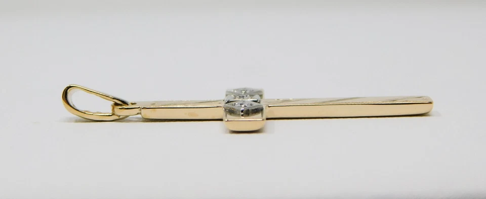 Colgante de oro de 13 quilates con motivo de cruz de diamantes de mediados de siglo de 1 1/2" x 3/4" B9006 Foto 4 de 4