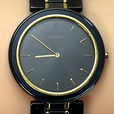 Seiko Lassale 8N20-6000 Qz Watch Two-Tone Gold & Black SS Bracelet Japan#041B