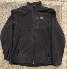 New Balance Long Sleeve Full Zip Jacket Mens M Zip Pockets Black Fleece Heavy