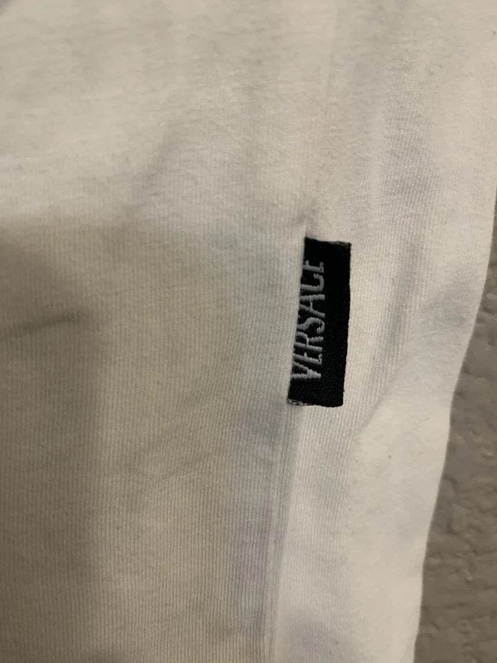 Camiseta Versace Para Hombre Blanca Manga Corta Cabeza de Medusa Logo Estampado Grande Foto 4 de 4
