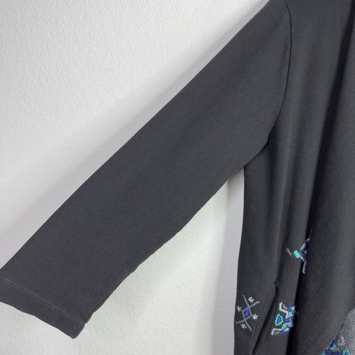 Caite Cardigan Women XL Black Embroidered Geometric Southwestern Aztec Boho Wrap - Picture 5 of 14