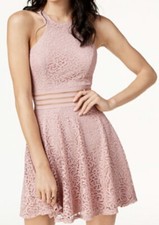 City Studio Lace Fit  Flare Pink Juniors Dress Size 3 Formal Homecoming NWOT
