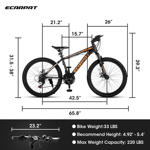 24 inch Mountain Bike Bicycle for Adults Aluminium Frame Bike Shimano 21-Speed - Picture 3 of 7