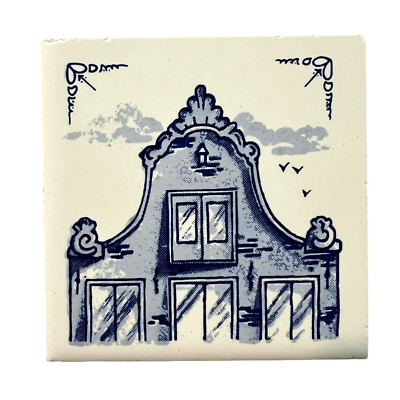 KLM Business Class Delft Blue Ceramic Tile Coaster Dutch House Collectible 3x3