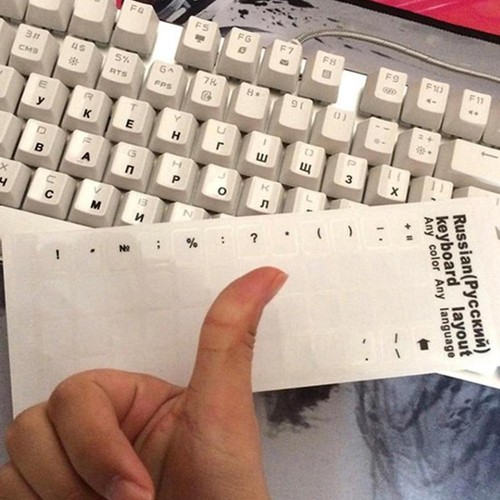 Russian Keyboard Stickers Transparent Red Letters Computer Laptop PC 2024 - Bild 6 von 20