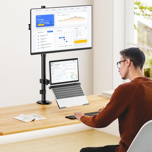 Support pour ordinateur portable et moniteur pour 1 moniteur jusqu'à 32" et 1... - Afbeelding 9 van 9