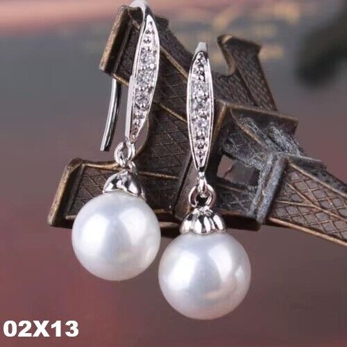 Damen Ohrringe 925 Silber versilbert. Frauen Ohrringe Zirkonia Ohrhänger Perle - Bild 1 von 10