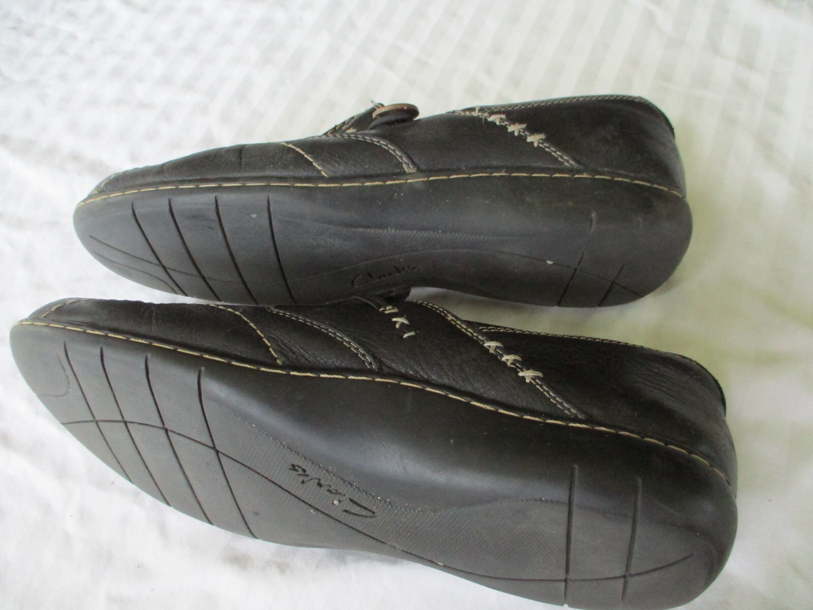 Clarks Bendables Loafer Womens 11M Black Slip On Casual Shoes Leather