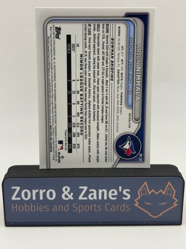 ARJUN NIMMALA 2024 Bowman DRAFT - Chrome REFRACTOR #BDC-102 Toronto BLUE JAYS - Picture 2 of 2